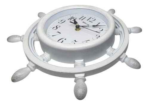Relógio De Parede Análogico Timão Navio Barco Branco 33cm