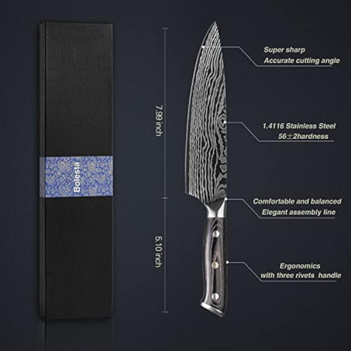 Cuchillo De Chef 8 Acero Inoxidable Alemán Con Mango Ergonó