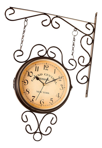 Reloj De Pared De Doble Cara, Redondo, Diseño Café
