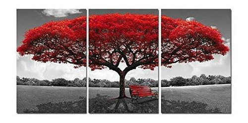 Arte De Pared De Lienzo De Arbol Rojo - Decoracion De Pare