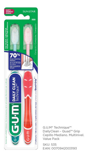 Gum Technique Daily Cepillo Dental 535 Suave Pack 2uds