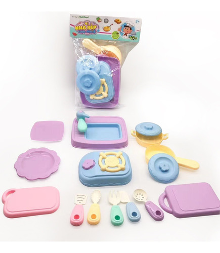 15 Pcs Juego De Cocina Juguete Set Regalo Para Niña Portátil