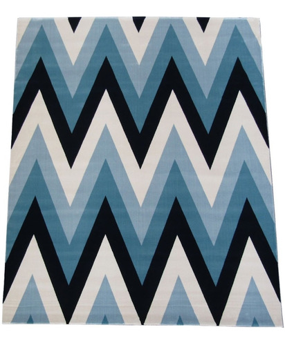 Tapete Sala Chevron Scandinavia Azul E Branco 200x150cm