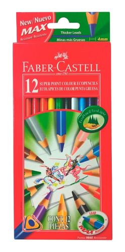 Creyones De Madera 12 Unid. Mina 4 Mm Marca Faber Castell