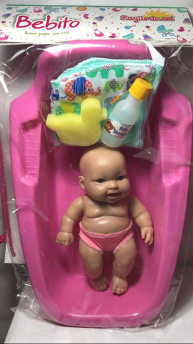Imagen 2 de 2 de Muñeca Bebe C/bañadera Toallaverde-espon Amari Rayito De Sol