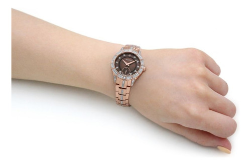Reloj Bulova Mujer Acero 98l284 Crystal Dorado Rosé Piedras