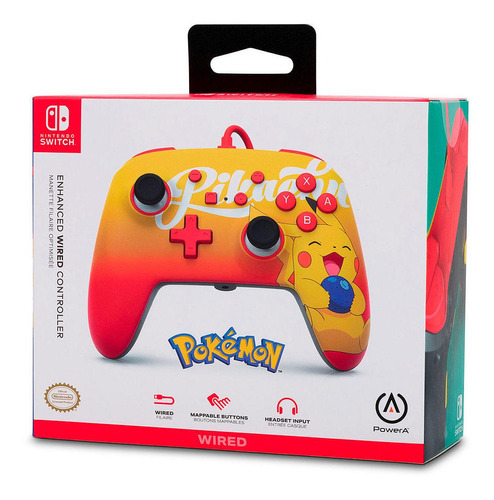 Mando Enhanced Wired Controller Powera Oran Berry Pikachu Color Naranja