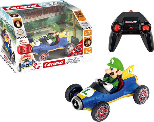 Carro Control Remoto Mario Kart 8 Rc Luigi Color Azul