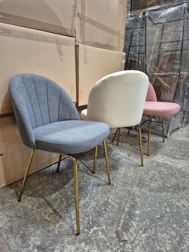 Silla Velvet Tapizado Sybil Tulip Velvet Aterciopelado Dorado Oscuro Gris Oscuro