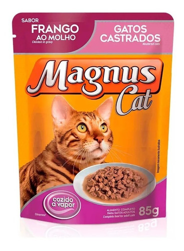 Ração Úmida Gatos Castrados Frango Sachê 85g Magnus Cat