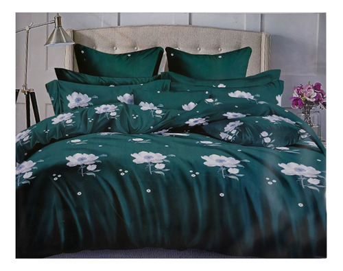 Set De Sabana 144 Hilos Lisa 1.5 Plazas Green Flower