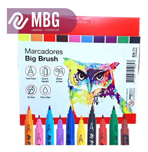 Imagen 3 de 7 de Marcador Trabi Big Brush Punta Pincel Por 10 Unidades