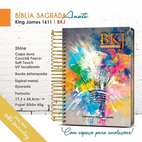 Bíblia King James 1611 Anote Espiral Shine Bkj P Anotações