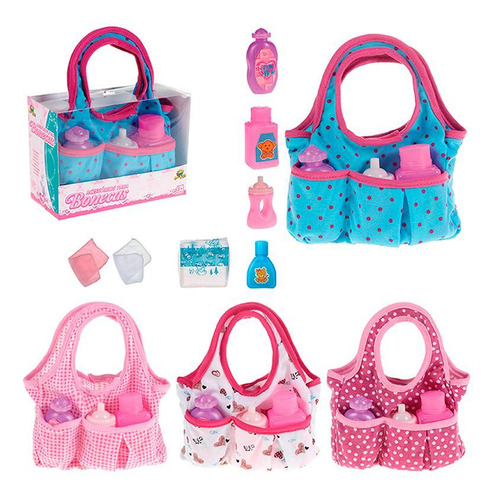Brinquedo Bolsa Baby Boneca Com Acessorios Kit Completo 8pçs