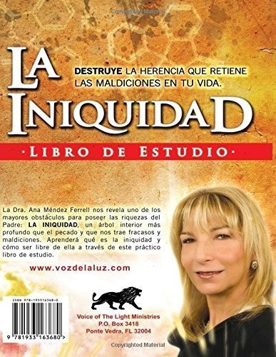 La Iniquidad Libro De Estudio - Ferrell, Dra Ana..., de Ferrell, Dra Ana Men. Editorial Voice of the Light Ministries Incorporated en español