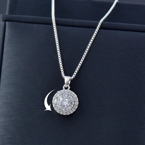 V Colar Feminino Pingente Giratório Cristais Zircônia