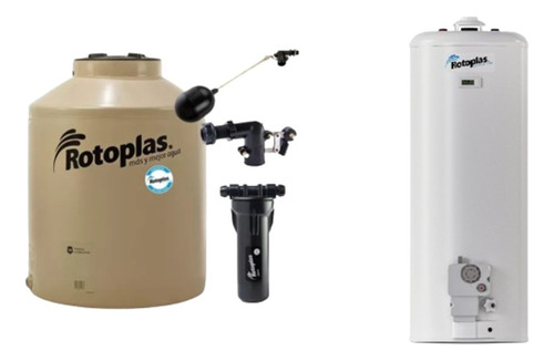 Combo Rotoplas Tanque Agua 1100lts + Termotanque 85lts Gas 