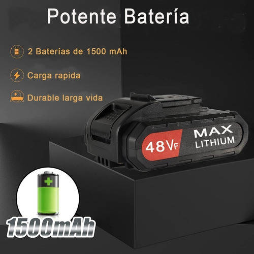 Imagen 6 de 7 de Taladro Atornillador Inalámbrico Con 2 Batería De Litio