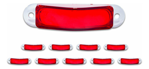 10 Plafones Laterales Lente Rojo Led Gel 12-24 V Tunelight