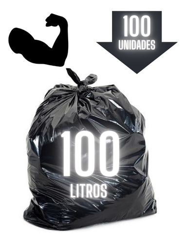 Saco Para Lixo 100 Litros Grosso Forte Resistente 100 Unid