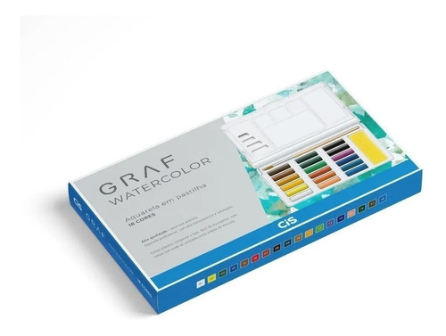 Aquarela Em Pastilha Cis Graf Watercolor 18 Cores