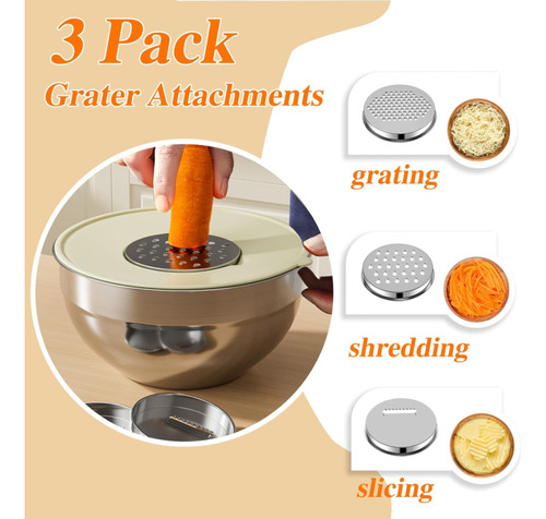 Mixing Bowls With Lids Set, 6 Pcs Stainless Steel Mixing Cci
