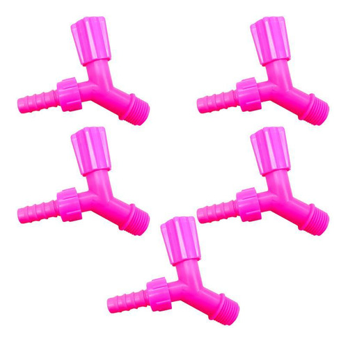 Kit 5 Torneiras Para Tanque E Jardim Bico 3/4 Rosa Neon