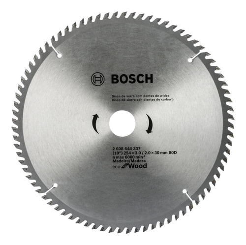 Disco De Sierra Circular 10 PLG  Eje 30mm 80 Dientes - Bosch