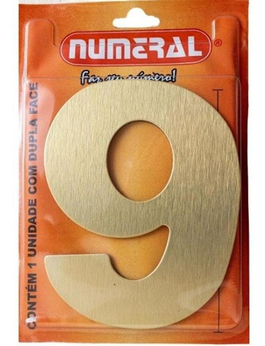 Algarismo 9 Numeral 125mm Ouro Escovado 200-9