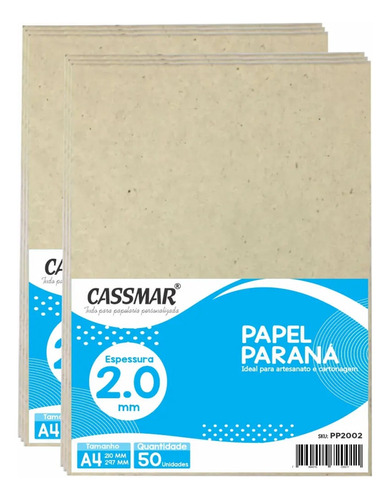 Papel Paraná Para Cartonagem 2,0mm A4 210x297mm 50 Un