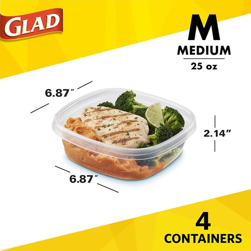 Glad Designer Series Contenedores Para Comida 4 Recipientes