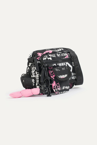 Bandolera Graff Estampada De Nylon Mujer 47 Street Color Fucsia