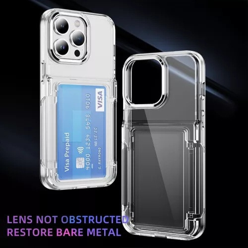 B / Funda Transparente For iPhone Con Tarjetero