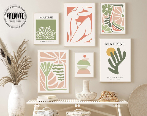 6 Láminas Imprimibles Cuadro Matisse Abstracto Floral Pastel