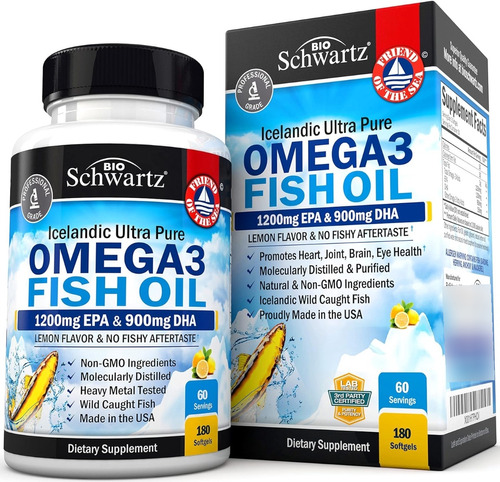 Aceite De Pescado Omega 3 Bioschwartz 180 Softgel