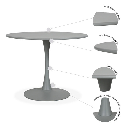 Mesa De Comedor Redonda 80cm Modelo Hongo