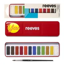 Comprar 12 Acuarelas Pastilla Pintura Artística Reeves Lata Pincel