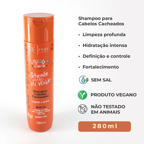 Shampoo Cabelos Cacheados Ondulado Voga Max Care Curly 280ml