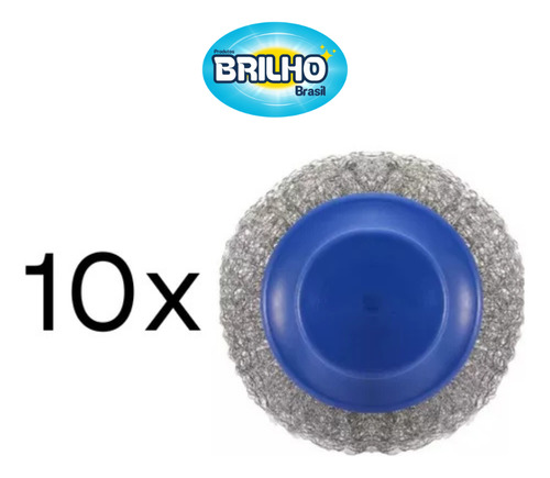 Kit Com 10 Esfregões De Aço Com Cabo Brilho Brasil