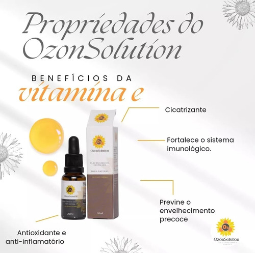Kit 02 Óleos De Girassol Vegano Ozonizado Ozonsolution