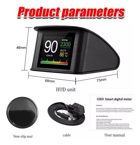 Aviso De Velocidade De Temperatura Digital Obd2 P10 Hud