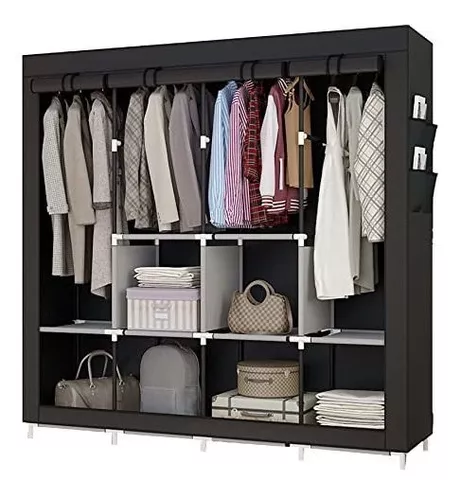 UDEAR Organizador de ropa portátil para armario, cubierta de tela no tejida  con 6 estantes de almacenamiento, 2 secciones para colgar y 4 bolsillos