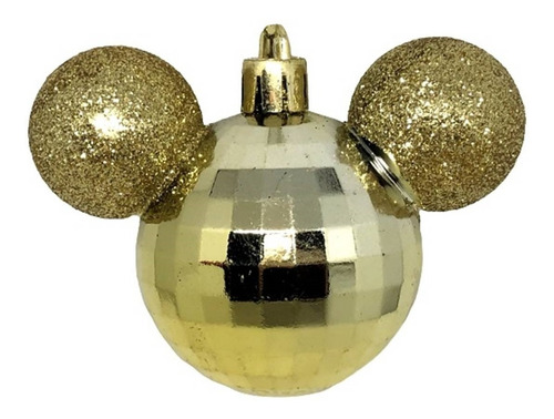 Imagem 2 de 4 de 03 Bolas Enfeite Árvore Natal Mickey Dourado Original Disney