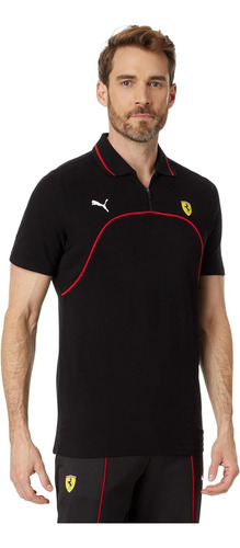 Ferrari Race Tipped Polo Shirt Black