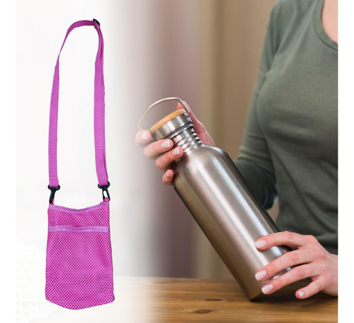 2 Portabotellas De Agua Con Correa Ajustable Para El Violeta