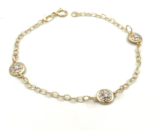 Pulsera Mujer Oro Puro 10k 100% Dama 18.5 Cm