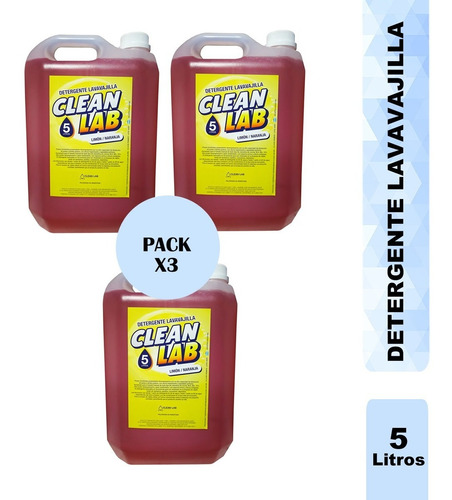 Detergente Lavavajillas 3 X 5 Lts Oferta Clean Lab Naranja