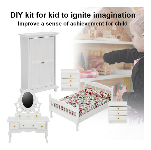 Juego De Muebles De Dormitorio Mini 1/12 Piezas, 5 Piezas