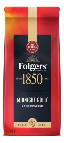 Folgers, 1850 Midnight Gold, Cafe De Grano Entero, 11.99 Oz/