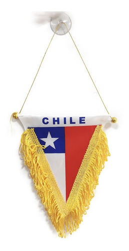 Bandera De Chile Con Flecos Para Auto Fiestas Patrias X 1 U